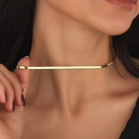 14K GF Herringbone Choker Necklace - Picture 2 of 8